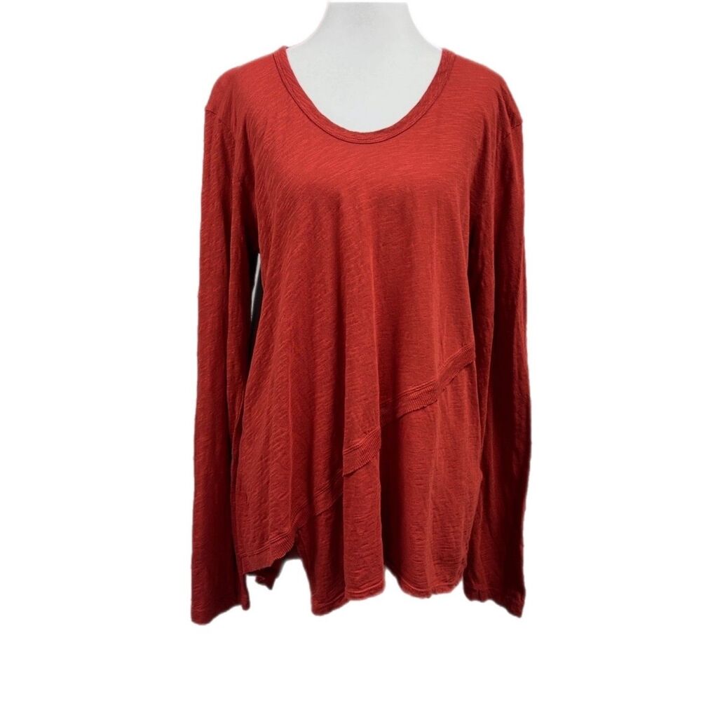 NEW Anthropologie Left of Center Asymmetric Slub Knit Long Sleeve Top Sz XL